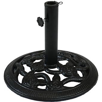 Sunnydaze 16 in Rose Blossom Cast Iron Round Patio Umbrella Base