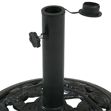 Sunnydaze 16 in Rose Blossom Cast Iron Round Patio Umbrella Base - Black