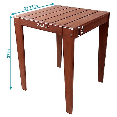 Sunnydaze 23.5 In Meranti Wood With Mahogany Finish Square Patio Side Table
