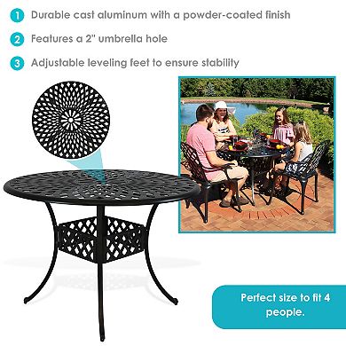 Sunnydaze 41.5 in Crossweave Cast Aluminum Round Patio Dining Table