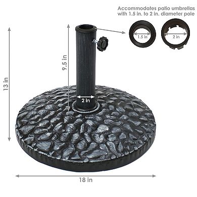 Sunnydaze 18 in Pebble Texture Resin Round Patio Umbrella Base - Grey