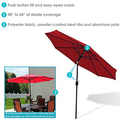 Sunnydaze 9' Aluminum Patio Market Umbrella with Tilt and Crank