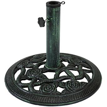 Sunnydaze 16 in Rose Blossom Cast Iron Round Patio Umbrella Base