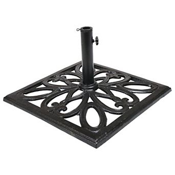 Sunnydaze 22 in Geometric Cast Iron Square Patio Umbrella Base - Black