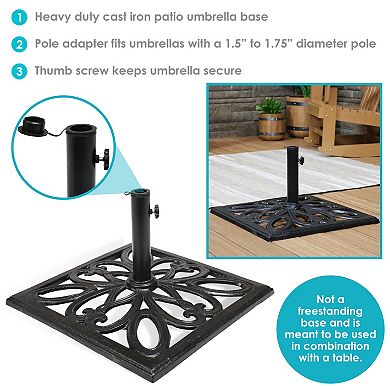 Sunnydaze 22 in Geometric Cast Iron Square Patio Umbrella Base - Black