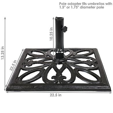 Sunnydaze 22 in Geometric Cast Iron Square Patio Umbrella Base - Black