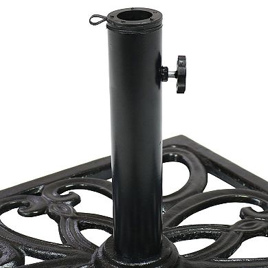 Sunnydaze 22 in Geometric Cast Iron Square Patio Umbrella Base - Black