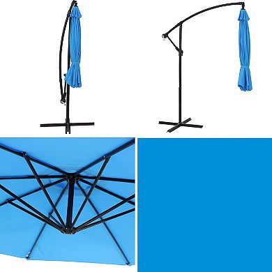 Sunnydaze 9.5 ft Cantilever Offset Patio Umbrella with Crank - Azure