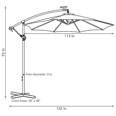 Sunnydaze 9.5 ft Solar Cantilever Offset Patio Umbrella - Seafoam