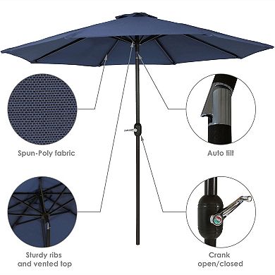 Sunnydaze 9' Fade-Resistant Outdoor Patio Umbrella with Auto Tilt and Crank