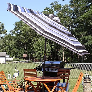 Sunnydaze 9 ft Solar Patio Umbrella with Lights, Tilt, and Crank - Catalina