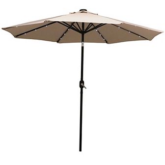 Sunnydaze 9 ft Solar Aluminum Patio Umbrella with Tilt and Crank