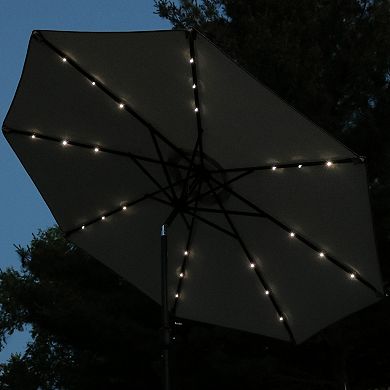 Sunnydaze 9 ft Solar Aluminum Patio Umbrella with Tilt and Crank - Beige