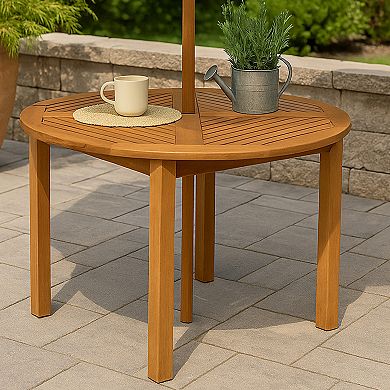 Sunnydaze 42.75 in Meranti Wood Round Patio Dining Table