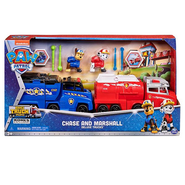 retort reservoir dilemma PAW Patrol Big Truck Pups Chase & Marshall Transforming Toy Trucks with  Collectible Action Figures