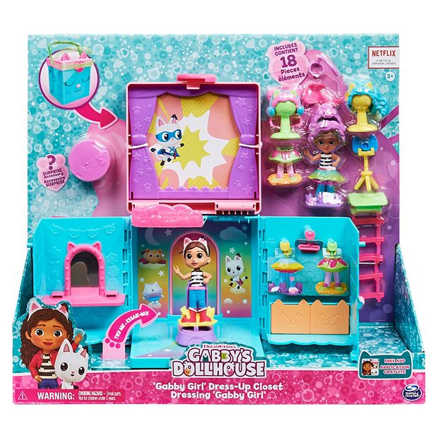 Spin Master Gabby's Dollhouse Dress-Up Closet Portable Playset with a Gabby  Doll