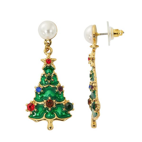 Gold sale christmas earrings