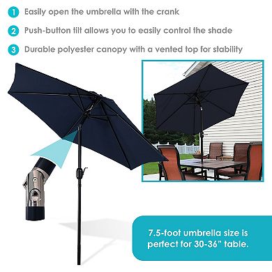 Sunnydaze 7.5 ft Aluminum Patio Umbrella with Tilt and Crank - Blue