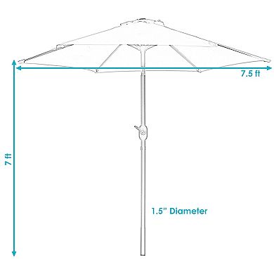 Sunnydaze 7.5 ft Aluminum Patio Umbrella with Tilt and Crank - Blue