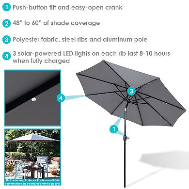 Sunnydaze 9' Outdoor Solar Patio Umbrella with Tilt and Crank