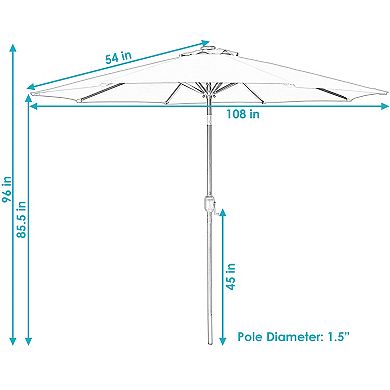 Sunnydaze 9' Outdoor Solar Patio Umbrella with Tilt and Crank