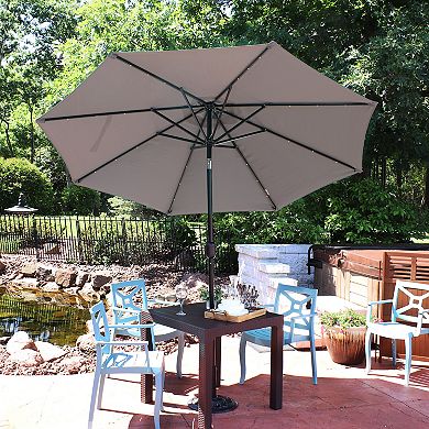 Sunnydaze 9' Outdoor Solar Patio Umbrella with Tilt and Crank