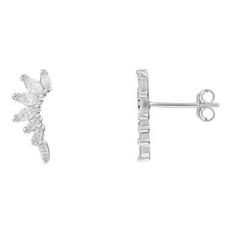 PRIMROSE Sterling Silver Graduated Marquise Cubic Zirconia Cluster Stud Earrings
