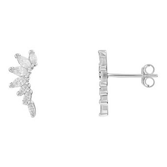 PRIMROSE Sterling Silver Graduated Marquise Cubic Zirconia Cluster Stud Earrings
