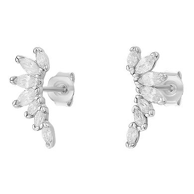 PRIMROSE Sterling Silver Graduated Marquise Cubic Zirconia Cluster Stud Earrings