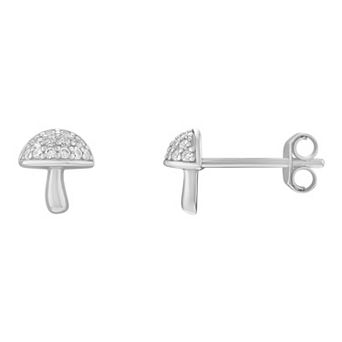 PRIMROSE Sterling Silver Cubic Zirconia Mushroom Stud Earrings