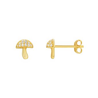 PRIMROSE Sterling Silver Cubic Zirconia Mushroom Stud Earrings