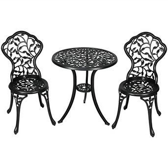 Sunnydaze Cast Aluminum 3 pc Patio Bistro Set - Black