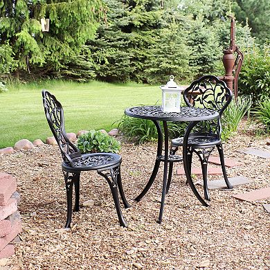 Sunnydaze Cast Aluminum 3-Piece Patio Bistro Set - Black