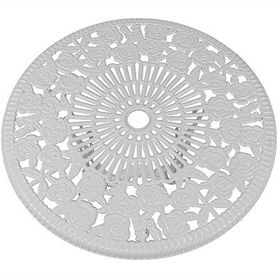 Sunnydaze Flower Design Cast Aluminum 3-Piece Patio Bistro Set - White