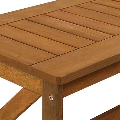 Sunnydaze 35.25 in Meranti Wood Rectangular Patio Coffee Table