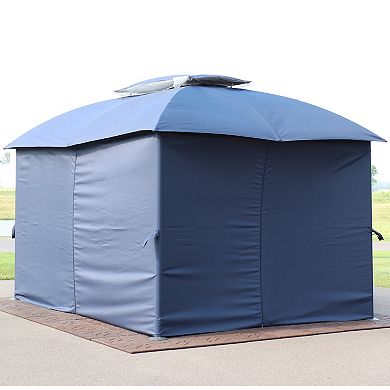 Sunnydaze 4-Piece 10 x 13 ft Polyester Gazebo Sidewall Curtain Set - Navy