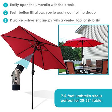 Sunnydaze 7.5' Outdoor Patio Market Umbrella with Tilt and Crank