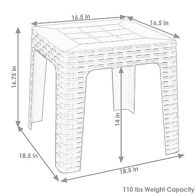 Sunnydaze Indoor/Outdoor Polypropylene 18" Square Patio Side Table