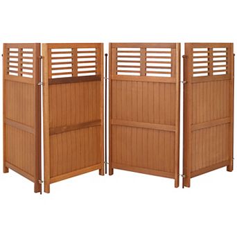 Sunnydaze Meranti Wood/Teak Oil Finish Folding Privacy Screen - 44 in
