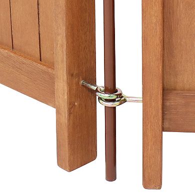 Sunnydaze Meranti Wood/Teak Oil Finish Folding Privacy Screen - 44 in