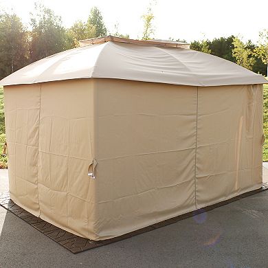 Sunnydaze 4-Piece 10 x 13 ft Polyester Gazebo Sidewall Curtain Set - Tan