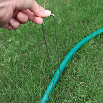 Sunnydaze 12 in Galvanized Steel Garden/Landscape Staples - Set of 100