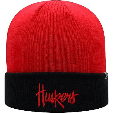Men's Top of the World Scarlet/Black Nebraska Huskers Core 2-Tone Cuffed Knit Hat