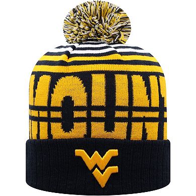 Men's Top of the World Navy/Gold West Virginia Mountaineers Colossal Cuffed Knit Hat with Pom