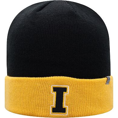 Men's Top of the World Black/Gold Iowa Hawkeyes Core 2-Tone Cuffed Knit Hat
