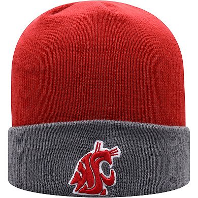 Men's Top of the World Crimson/Gray Washington State Cougars Core 2-Tone Cuffed Knit Hat