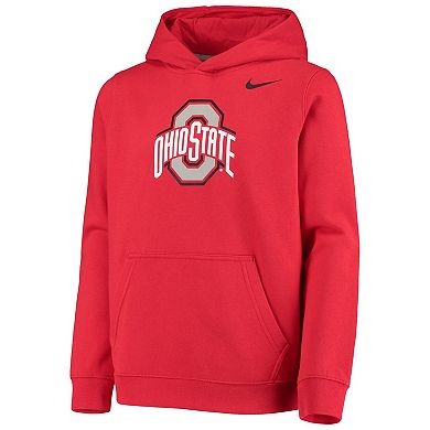 Youth Nike Scarlet Ohio State Buckeyes Stadium Club Fleece Pullover Hoodie