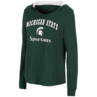 Women's Colosseum Green Michigan State Spartans Catalina Hoodie Long Sleeve T-Shirt