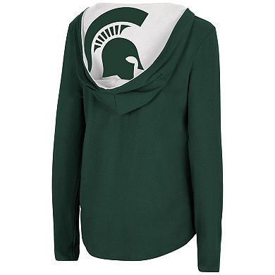 Women's Colosseum Green Michigan State Spartans Catalina Hoodie Long Sleeve T-Shirt