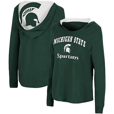 Women's Colosseum Green Michigan State Spartans Catalina Hoodie Long Sleeve T-Shirt